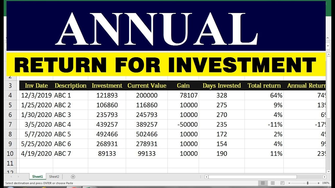 How to Calculate Annualized Return in Excel - The Tech Edvocate