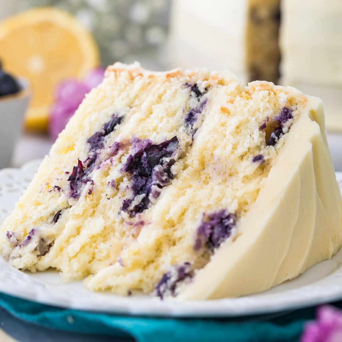 Low-Carb Lemon Blueberry Cream Cake Recipe - Simply So Healthy